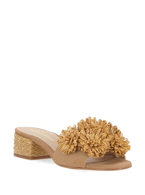 beige suede almond open toe floral appliqué PALOMA BARCELO | 24-2210FIORENOCCIOLA